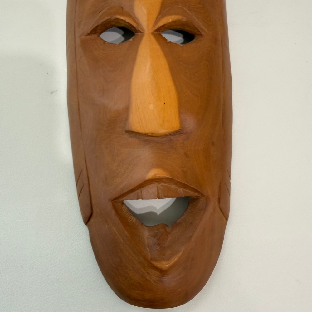 Vintage Hand Carved Wooden African Tribal Mask Wall Hanging Art Brown‎ MCM - Picture 4 of 7